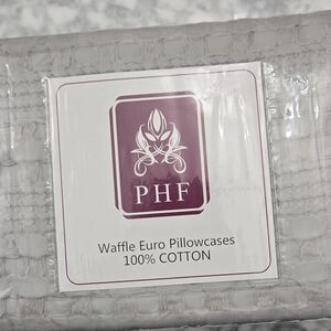 PHF 100% Cotton Light Gray Waffle Euro Pillowcases